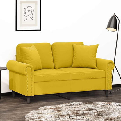 2-Sitzer Sofa mit Schlaffunktion, Gelb, Samt, 120cm
