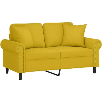 2-Sitzer Sofa mit Schlaffunktion, Gelb, Samt, 120cm