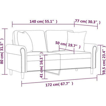 2-Sitzer Sofa mit Armlehne, Hellgrau, Samt