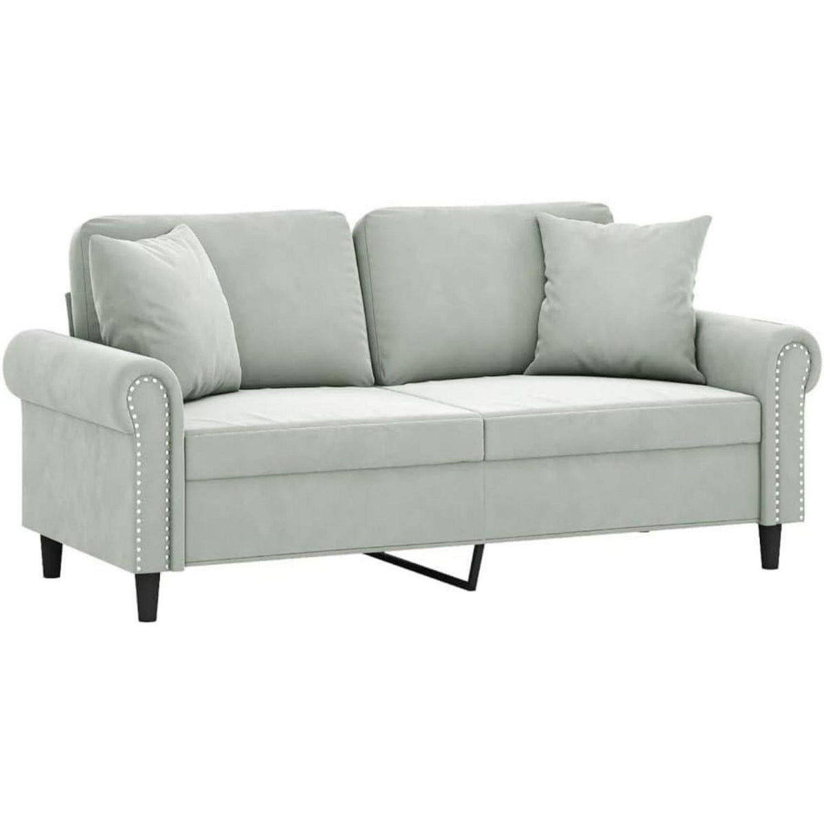 2-Sitzer Sofa mit Armlehne, Hellgrau, Samt