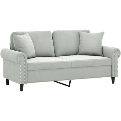 2-Sitzer Sofa mit Armlehne, Hellgrau, Samt