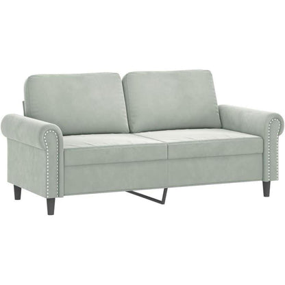 2-Sitzer Sofa mit Armlehne, Hellgrau, Samt