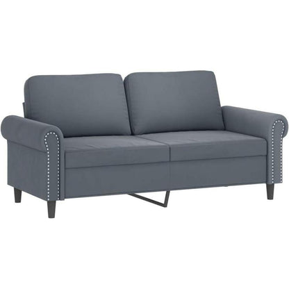 2-Sitzer Sofa Samt Dunkelgrau – Modernes Mini Sofa mit Kissen