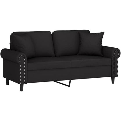 2-Sitzer Sofa Samt Schwarz – Modernes Mini Sofa mit Kissen