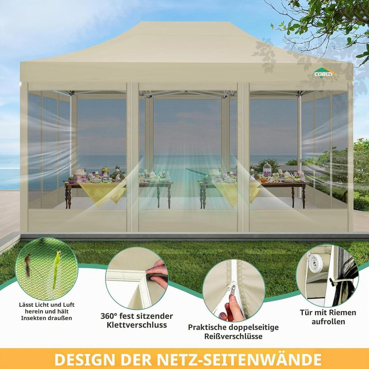 3x4.5m Faltpavillon – Wasserdicht, UV-Schutz & 4 Seitenwände