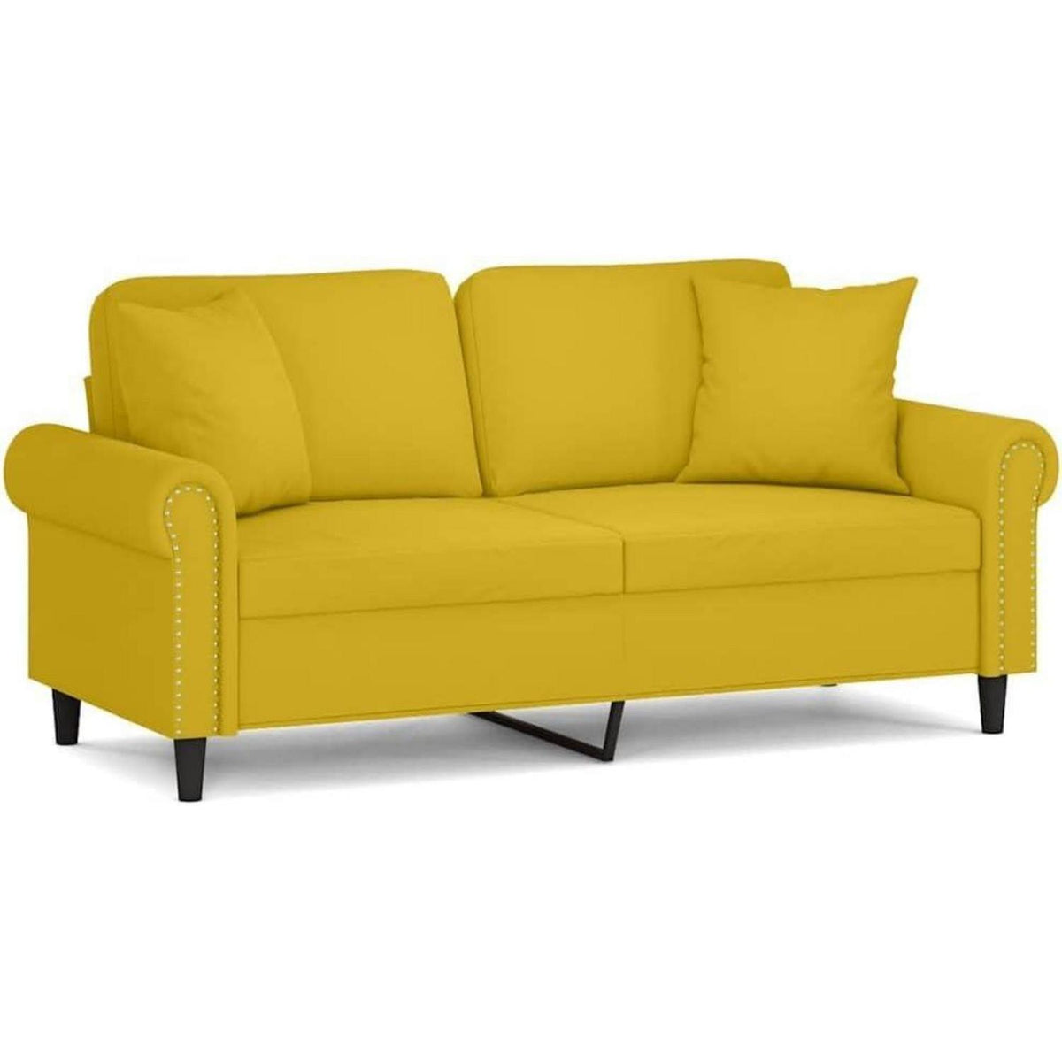 Doppelsitz Loungesofa mit Schlaffunktion, Gelb, Samt