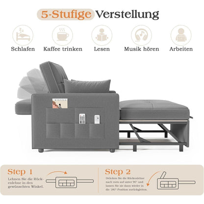 Schlafsofa 186x122cm – Verstellbare Schlafcouch mit Kissen & Stauraum
