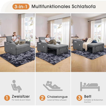 Schlafsofa 186x122cm – Verstellbare Schlafcouch mit Kissen & Stauraum