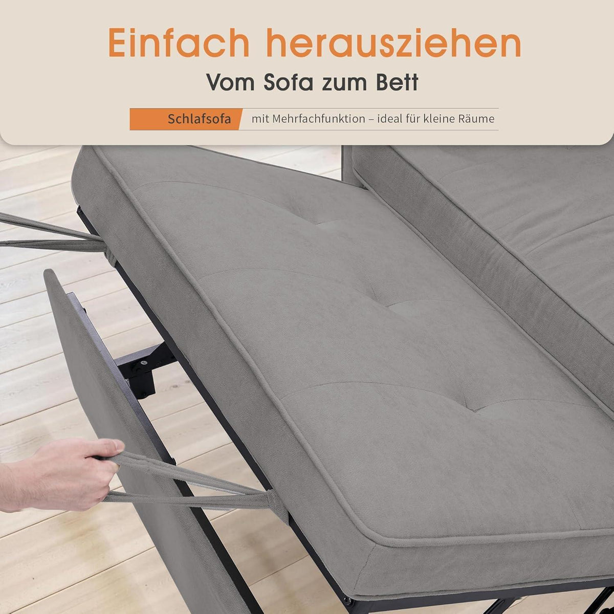 Schlafsofa 186x122cm – Verstellbare Schlafcouch mit Kissen & Stauraum