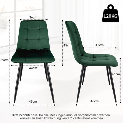 Esstisch Set Dunkelgrün & Dunkelholz | 140x80cm Tisch + 4 Stühle