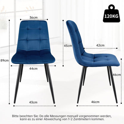 Esstisch Set mit 6 Samtstühlen – Helles Holz 140x80cm
