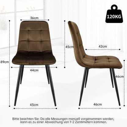 Esstisch Set Dunkelholz mit 4 Samtstühlen 140x80cm