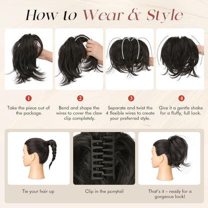 Zopf-Haarteil mit Klammer – Grau-Gold Farbverlauf