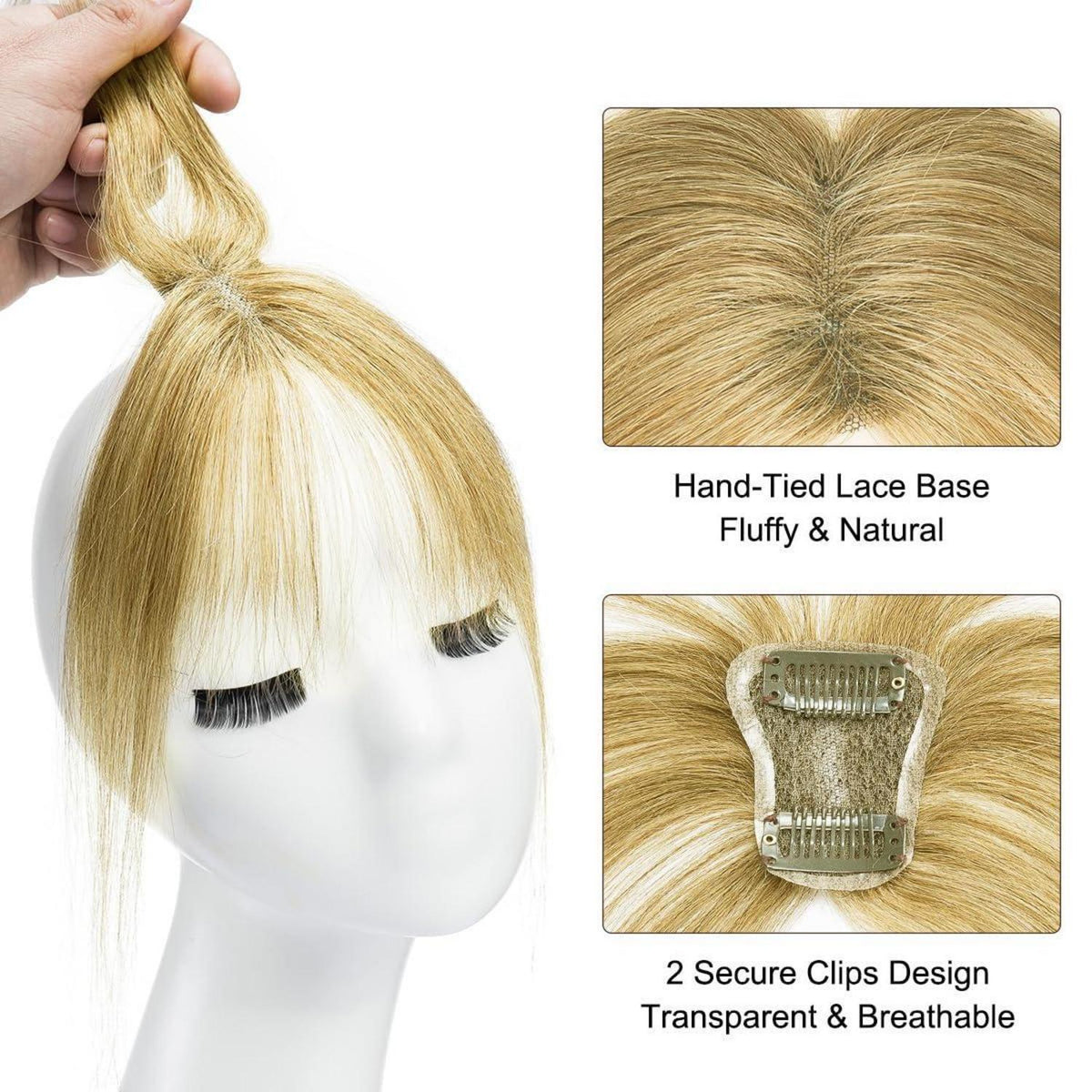 3D Clip In Pony aus Echthaar – Strohblond für French Fringe