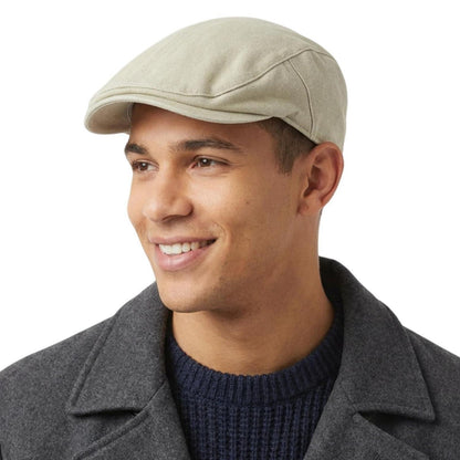 Vintage Herren Schiebermütze aus Baumwolle – Beige Flatcap