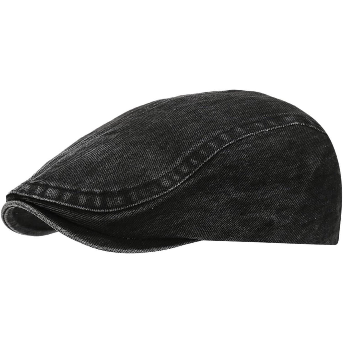Vintage Schiebermütze Herren - Baumwolle, Used Look, Schwarz