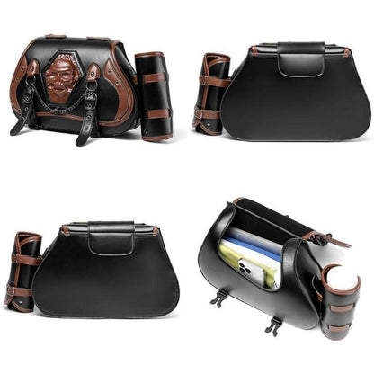 Motorrad Satteltasche 30L Wasserdicht mit Flaschenhalter in Lederoptik
