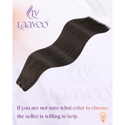 Echthaar Tressen Braun 50cm - Natürliche Weft Extensions