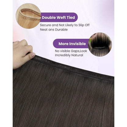 Echthaar Tressen Braun 50cm - Natürliche Weft Extensions