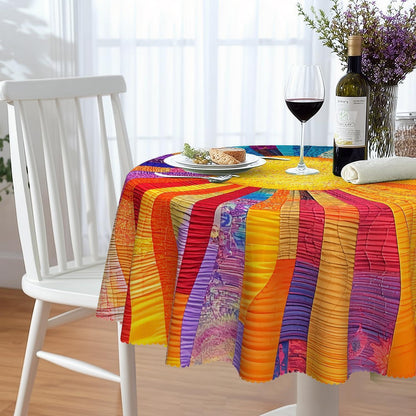 Runde Tischdecke 120 cm wetterfest – Sonnenstreifen für Garten & Balkon
