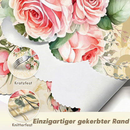 Runde Tischdecke 140 cm Rosenmuster | Wetterfest & Abwaschbar