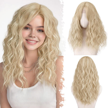 Blond Highlight Welle Perücke – Mittel Lang, 50cm, Synthetisch