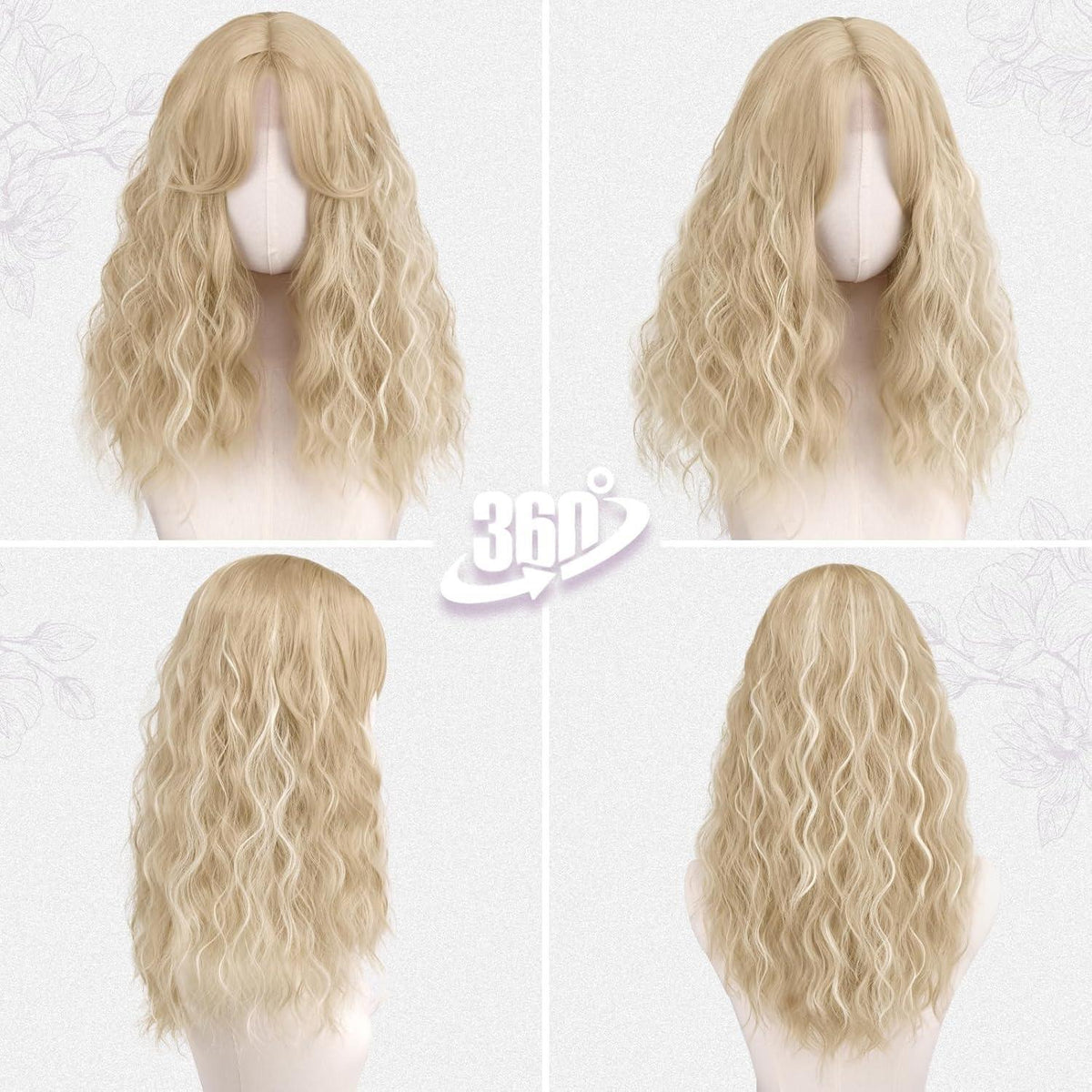 Blond Highlight Welle Perücke – Mittel Lang, 50cm, Synthetisch