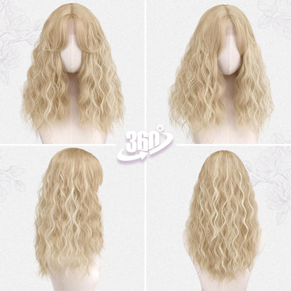 Blond Highlight Welle Perücke – Mittel Lang, 50cm, Synthetisch