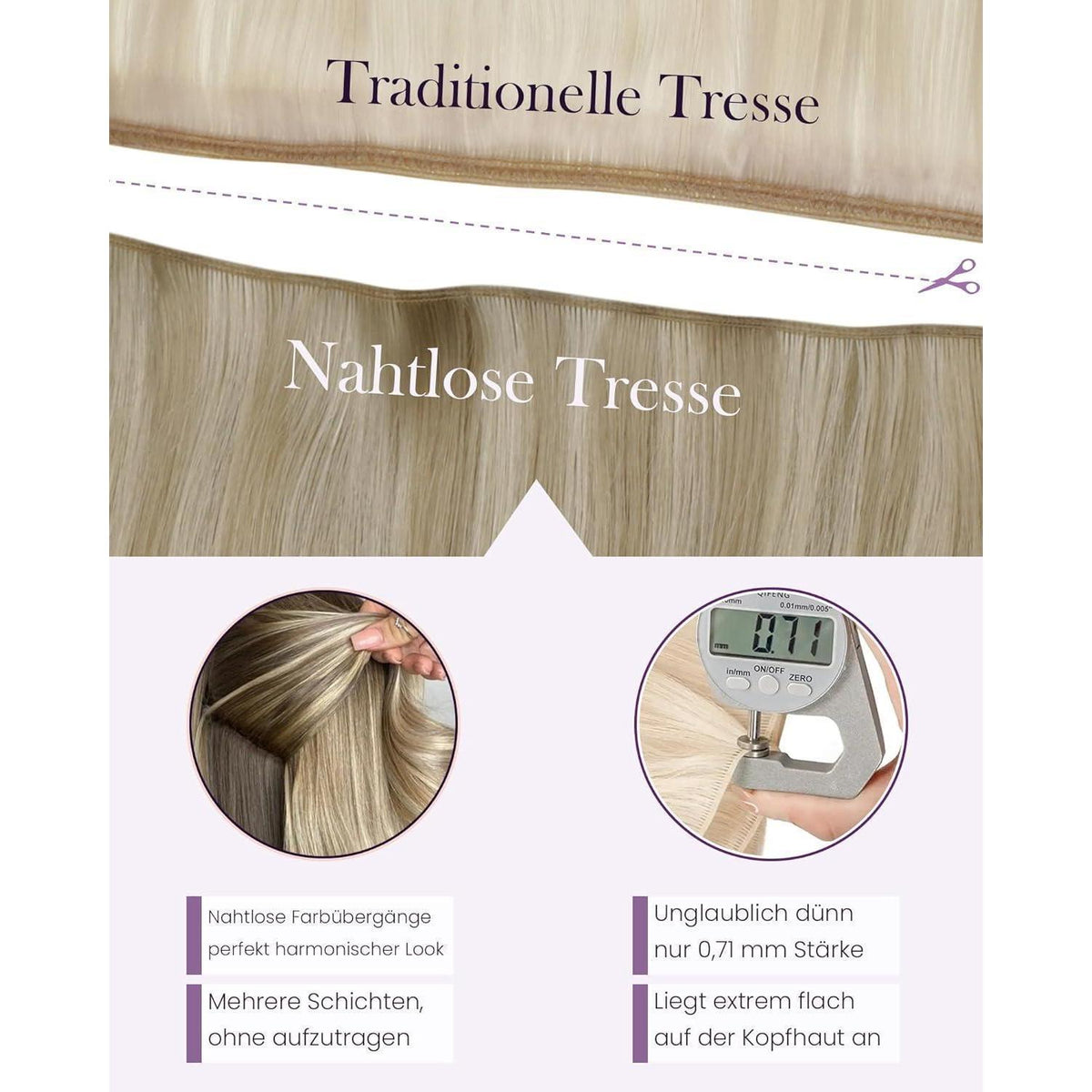 Echthaar Tressen Blond 50cm – Sew-In Weft Extensions #16/22