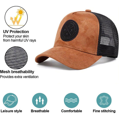 Herren Baseballkappe Einstellbar Braun | Sportlicher Sommerhut mit Mesh Rückseite