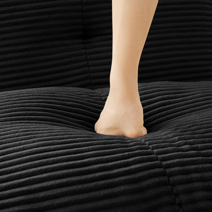 Modularer Cord-Ecksofa 4-Sitzer mit Hockern & Tiefsitz