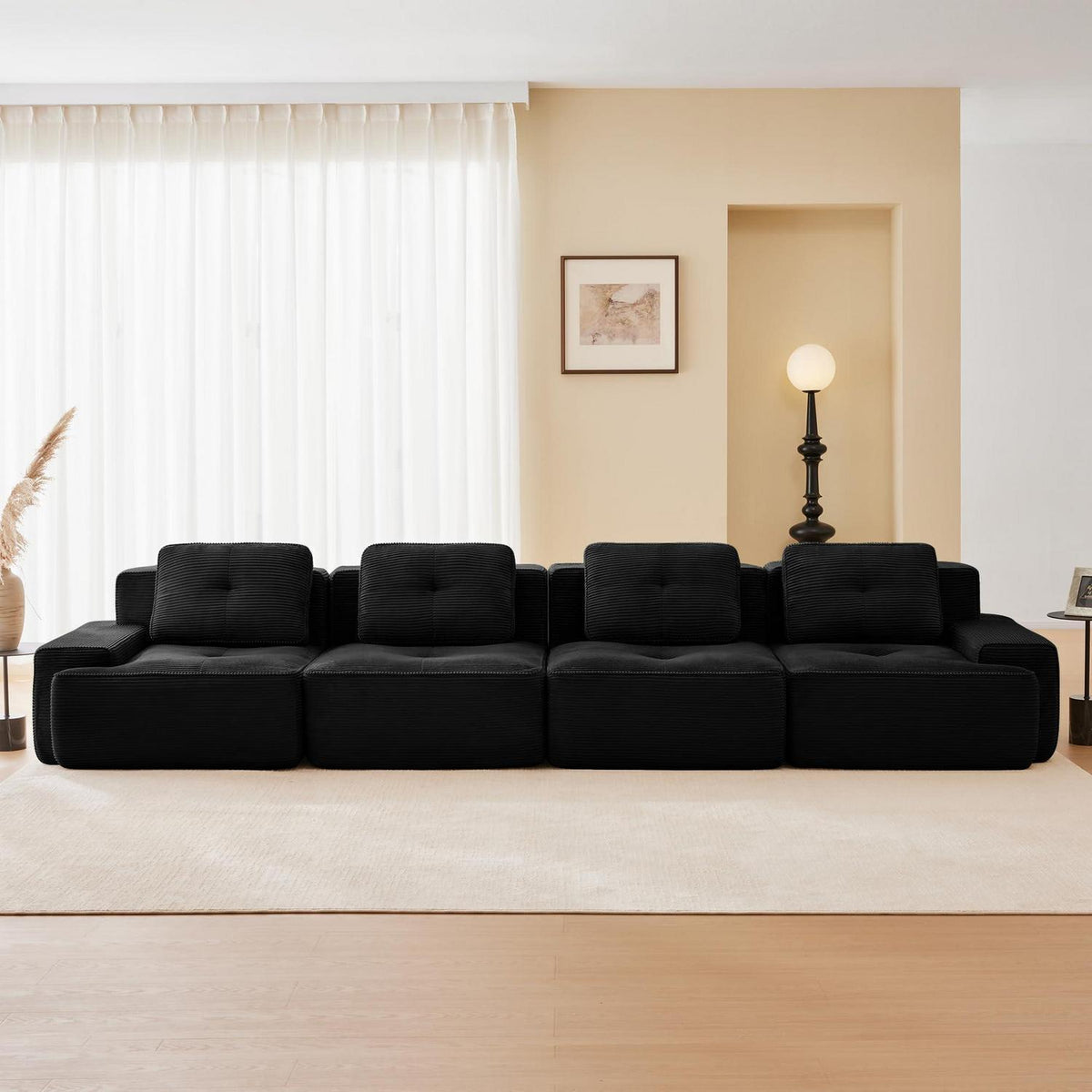 Modulares 4-Sitzer Cord Sofa – Tiefsitz & Komfort