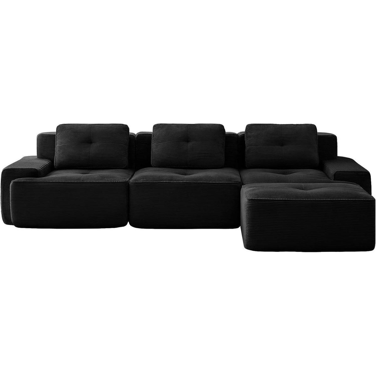 Modularer 3-Sitzer Cord Sofa mit Hocker – Tiefsitz & Komfort