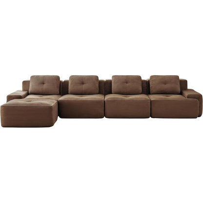 Modularer 4-Sitzer Cord Sofa mit Hocker – Tiefsitz & Komfort