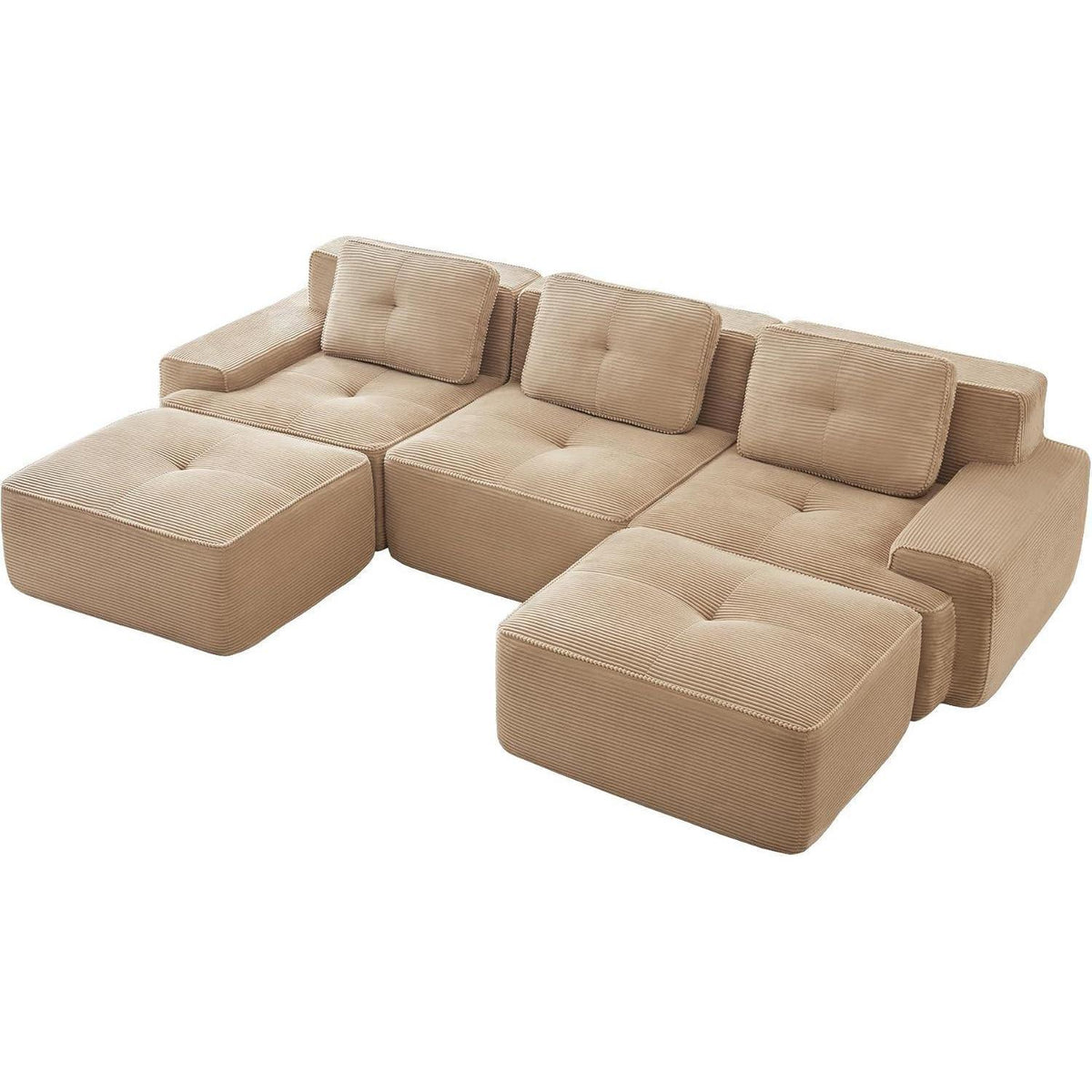 Modulares Cord Sofa 2-Sitzer + Hocker – Tiefsitz & Flexibel