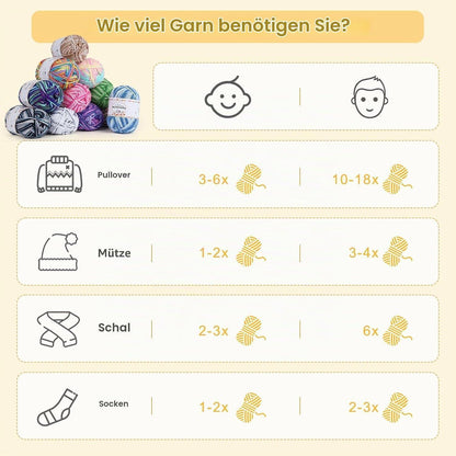 Farbverlauf Wolle Set 12x50g | Weiche Babywolle zum Stricken & Häkeln
