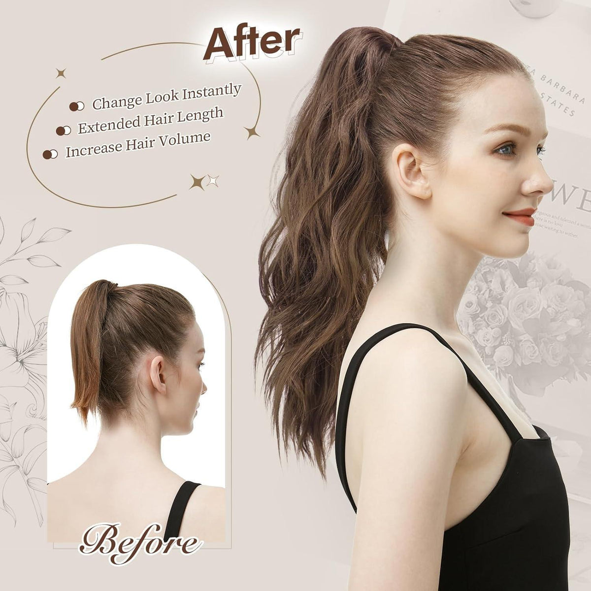 Wellen Pferdeschwanz Extension mit Klammer - Blond & Aschblond