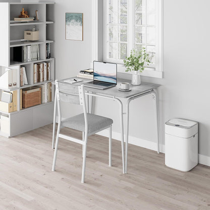 Esszimmer Set Grau-Weiß: Tisch + 4 Stühle für Küche & Wohnzimmer