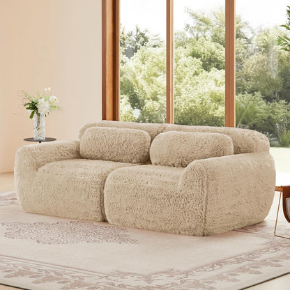 2-Sitzer Sofa Modular, Hellkhaki | Kein Aufbau, Plüschstoff