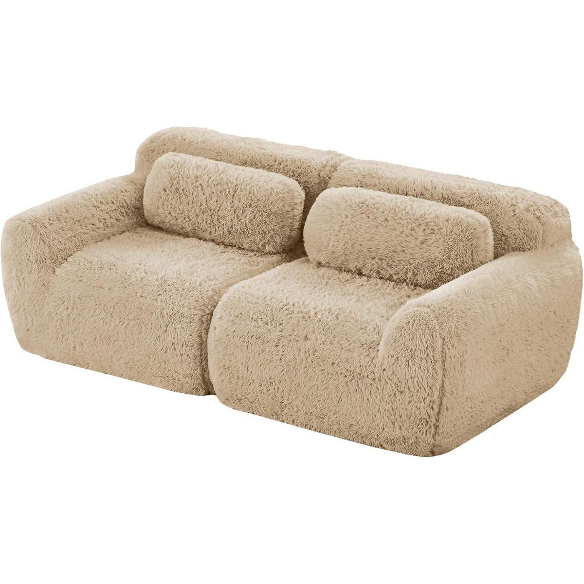 2-Sitzer Sofa Modular, Hellkhaki | Kein Aufbau, Plüschstoff