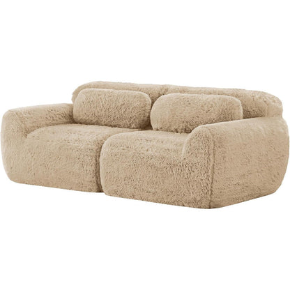 2-Sitzer Sofa Modular, Hellkhaki | Kein Aufbau, Plüschstoff