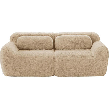 2-Sitzer Sofa Modular, Hellkhaki | Kein Aufbau, Plüschstoff