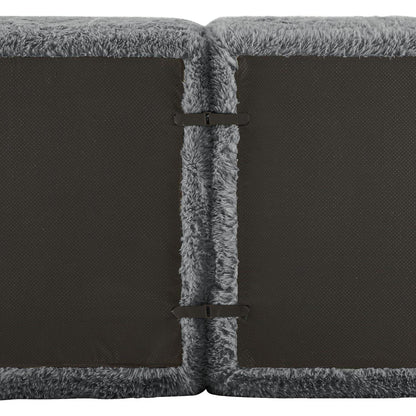 Graues 3-Sitzer Sofa mit Hockern | Modulares Sofa ohne Montage