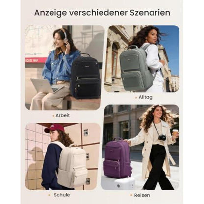 Laptop Rucksack Damen 17,3 Zoll Wasserdicht Travel Schulrucksack Schwarz
