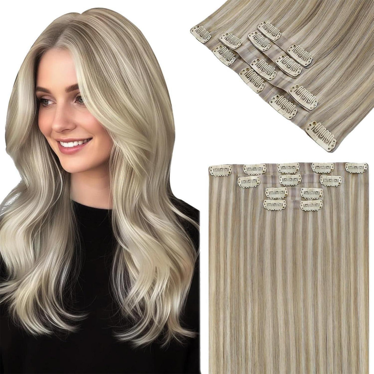 Blond Echthaar Clip-in Extensions 50cm – Voller Kopf