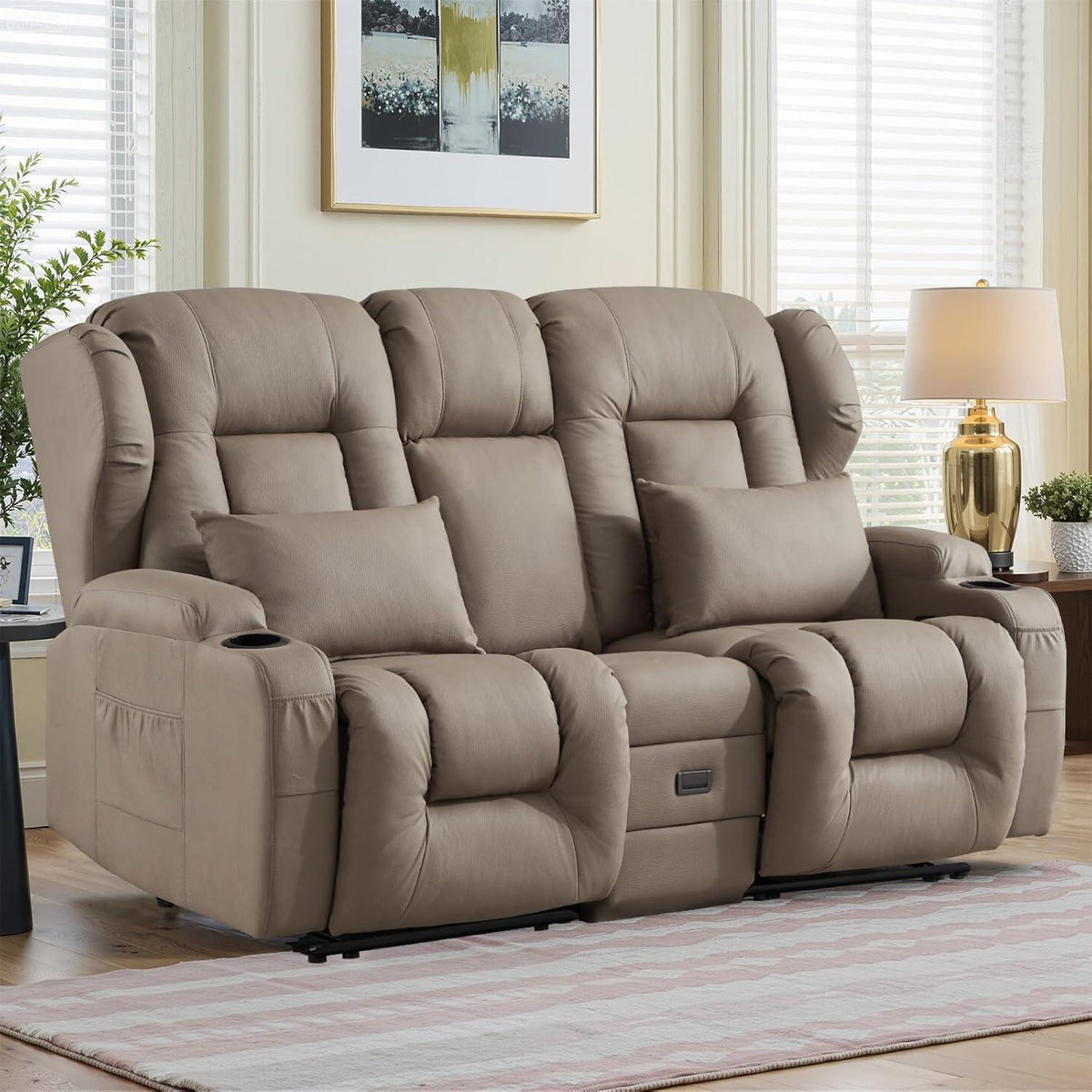 2-Sitzer Relaxsessel mit Liegefunktion & Kinosofa Khaki