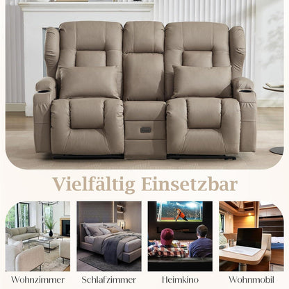 2-Sitzer Relaxsessel mit Liegefunktion & Kinosofa Khaki