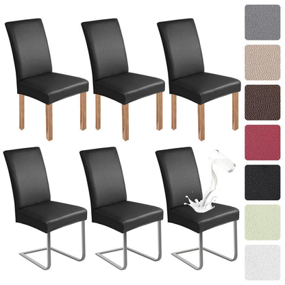 PU Stuhlhülsen 6er Set – Schwarz, Wasserabweisend & Elastisch