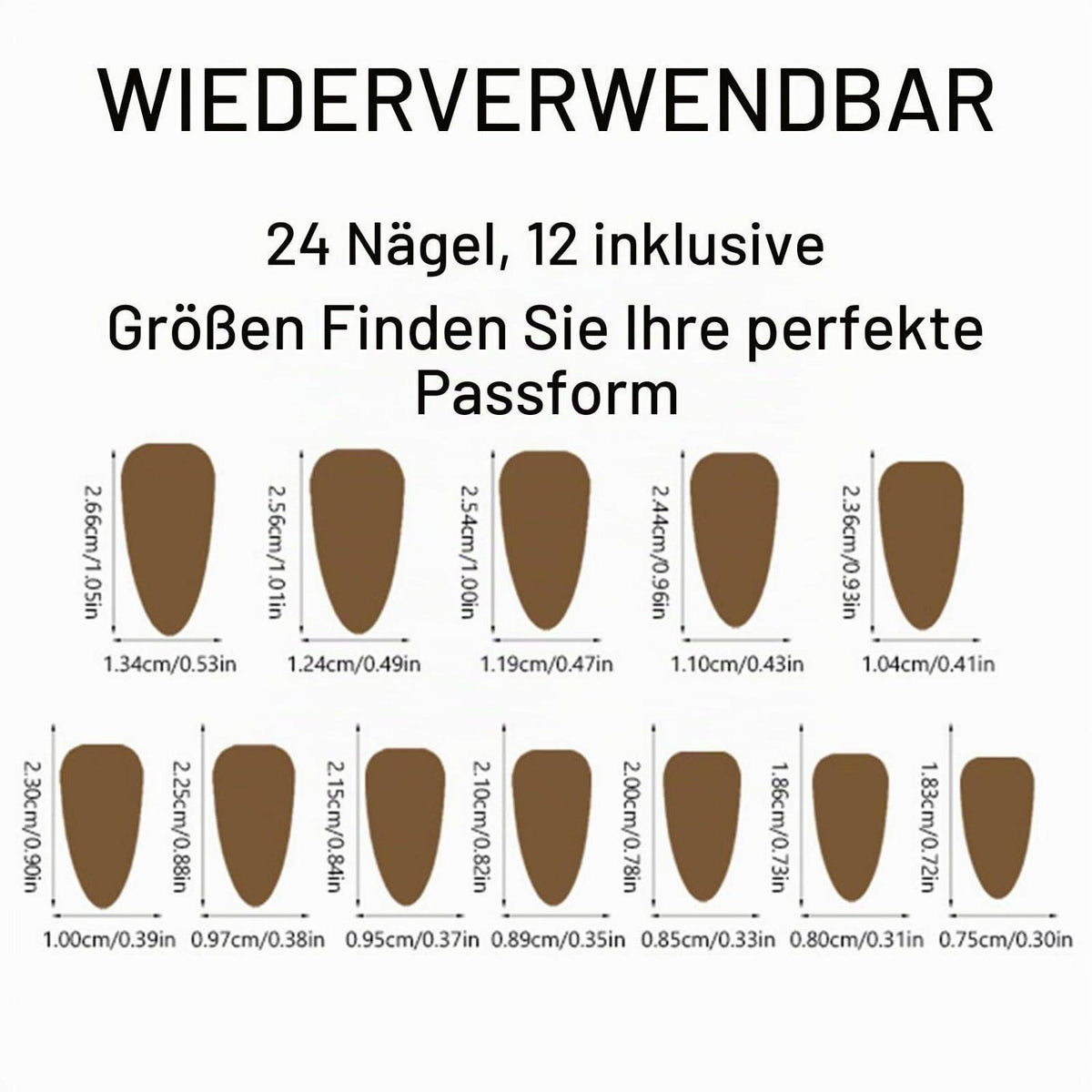 Künstliche Nägel Königsblau Mandelform Glitzer Chrom-Optik