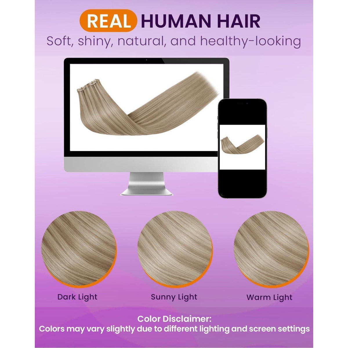 Echthaar Clip-in Extensions 55cm Blond Ombre